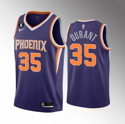 Men%27s Phoenix Suns #35 Kevin Durant Purple Icon Edition With NO.6 Patch Stitched Basketball Jersey